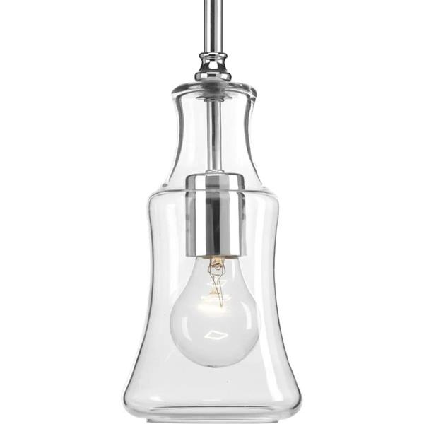 1 Light Polished Chrome Clear Glass Shade Pendant Light Fixture