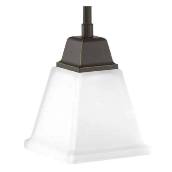 1 Light Antique Bronze Etched Glass Shade Mini Pendant Light Fixture