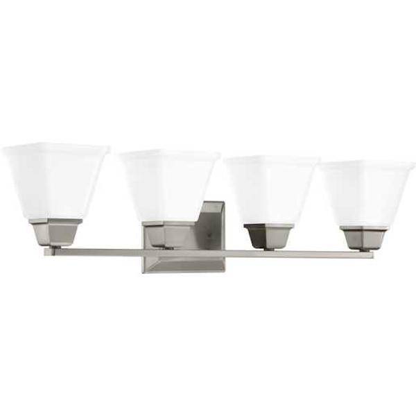 4 Light 120 volt Brushed Nickel Vanity Etched Glass Light Fixture