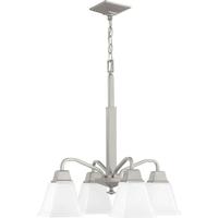Progress Lighting 4 Light Brushed Nickel Etched Opal Glass Shade Chandelier Light Fixture