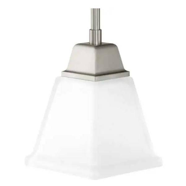 1 Light Brushed Nickel Etched Glass Shade Mini Pendant Light Fixture