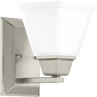Progress Lighting 1 Light 120 volt Brushed Nickel Vanity Etched Glass Light Fixture