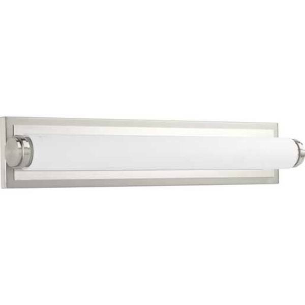 24" 37 watt 120 volt 3000K Brushed Nickel White Glass Shade Dimmable