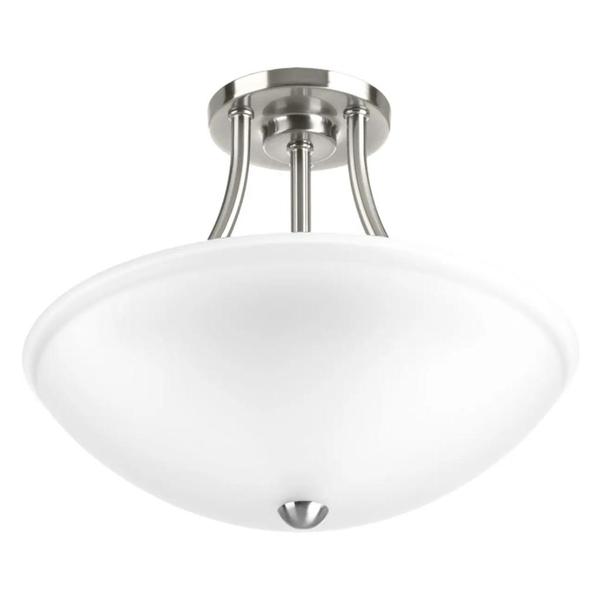 12.9" 17 watt 120 volt 3000K Brushed Nickel Finish Etched Glass Diffuser LED Light Fixture