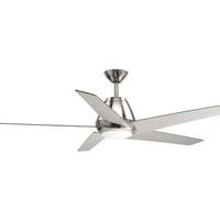 View 54" Brushed Nickel 5 Blade Indoor Remote Control LED Ceiling Fan