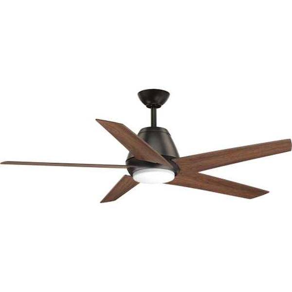 54" Antique Bronze 5 Walnut Blade Indoor Remote Control LED Ceiling Fan