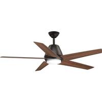Progress Lighting 54" Antique Bronze 5 Walnut Blade Indoor Remote Control LED Ceiling Fan