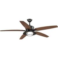 Progress Lighting 60" Antique Bronze 5 Walnut Blade Remote Control LED Ceiling Fan