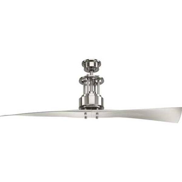 56" Brushed Nickel 2 Silver Blade Remote Control Ceiling Fan
