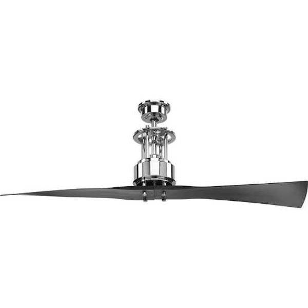 56" Polished Chrome 2 Black Blade Remote Control Ceiling Fan