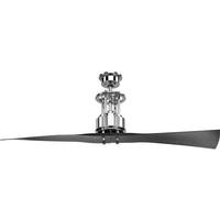 Progress Lighting 56" Polished Chrome 2 Black Blade Remote Control Ceiling Fan
