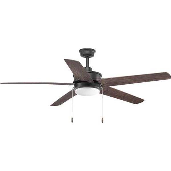60" Black 5 Toasted Oak Blade Indoor LED Ceiling Fan