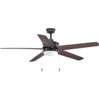 Progress Lighting 60" Black 5 Toasted Oak Blade Indoor LED Ceiling Fan