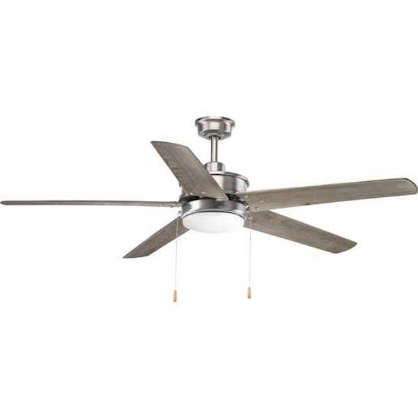 60" Antique Nickel 5 Driftwood Blade Indoor LED Ceiling Fan