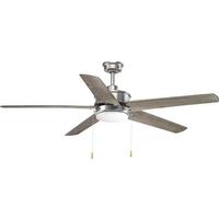 Progress Lighting 60" Antique Nickel 5 Driftwood Blade Indoor LED Ceiling Fan