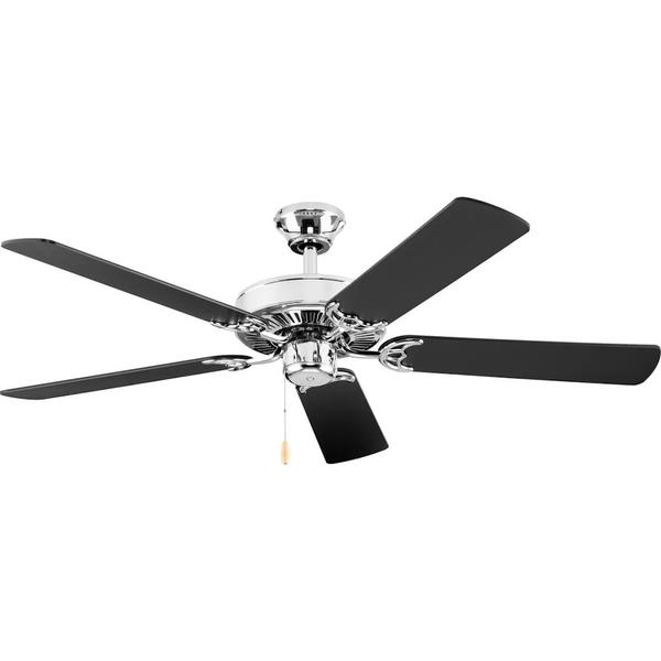 52" Polished Chrome Finish 5 Driftwood/Black Blade Airpro Collection Ceiling Fan