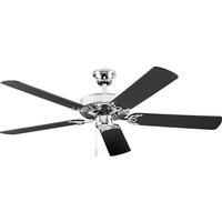 Progress Lighting 52" Polished Chrome Finish 5 Driftwood/Black Blade Airpro Collection Ceiling Fan