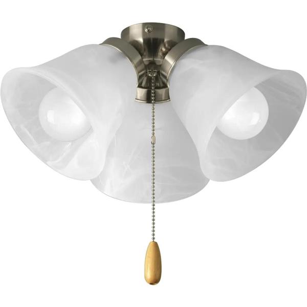 3 Light Brushed Nickel Alabaster Glass Shade AirPro Collection Light Kit