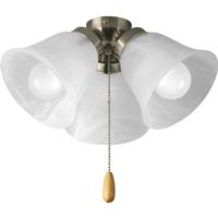 Progress Lighting 3 Light Brushed Nickel Alabaster Glass Shade AirPro Collection Light Kit