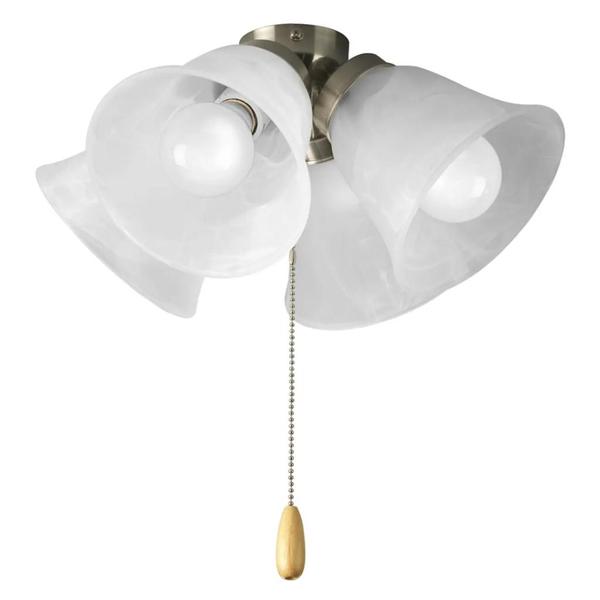 4 Light Brushed Nickel Alabaster Glass Shade AirPro Collection Light Kit