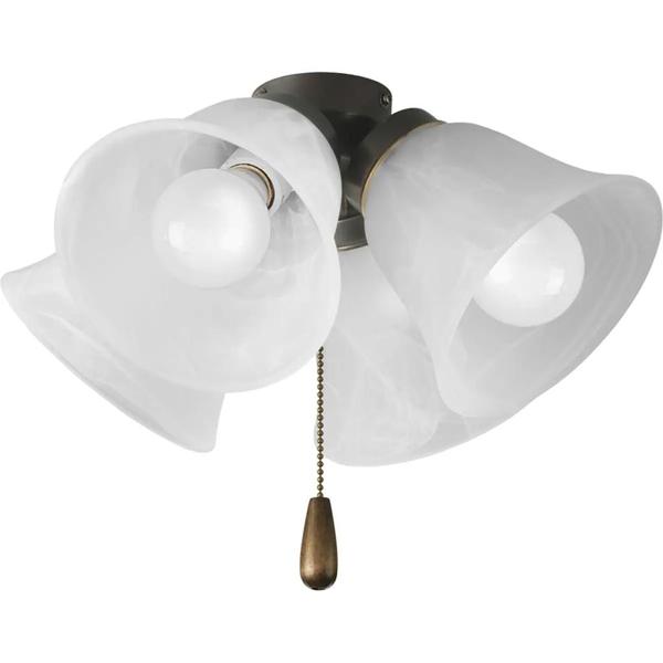 4 Light Antique Brass Alabaster Glass Shade AirPro Collection Light Kit