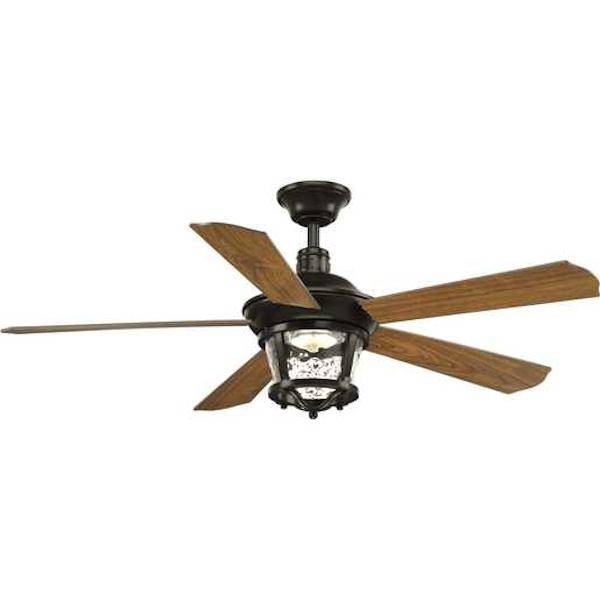 52" Antique Bronze 5 Walnut Blade Indoor/Outdoor Wall Control LED Ceiling Fan