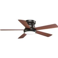 Progress Lighting 52" Antique Bronze 5 Walnut Blade Indoor Remote Control LED Ceiling Fan