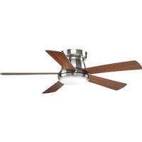 Progress Lighting 52" Brushed Nickel 5 Cherry Blade Indoor Remote Control LED Ceiling Fan