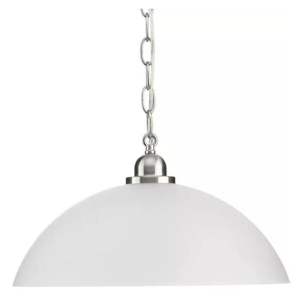 1 Light Brushed Nickel Etched Glass Shade Pendant Light Fixture