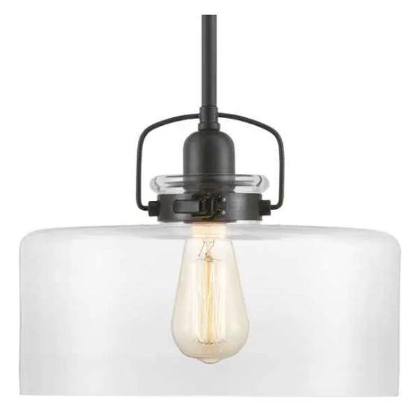 1 Light Antique Bronze Clear Glass Shade Pendant Light Fixture