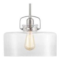 Progress Lighting 1 Light Brushed Nickel Clear Glass Shade Pendant Light Fixture
