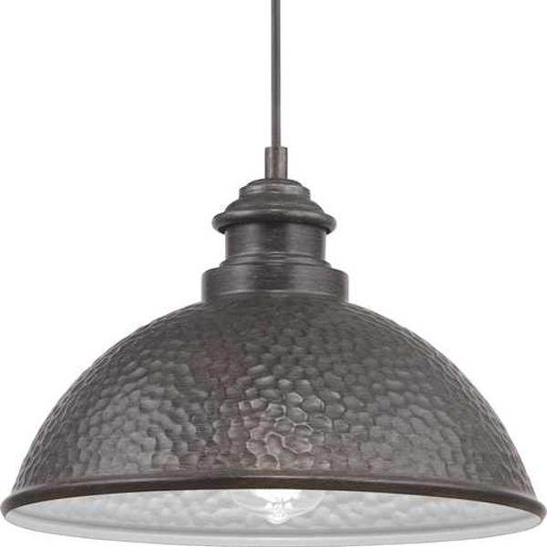 1 Light Antique Pewter with Clear Seeded Glass Hanging Light Fixture