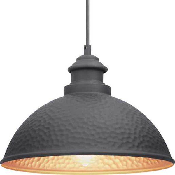 1 Light Black with Clear Seeded Glass Hanging Light Fixture