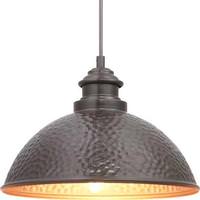 Progress Lighting 1 Light Antique Bronze with Clear Seeded Glass Hanging Light Fixture