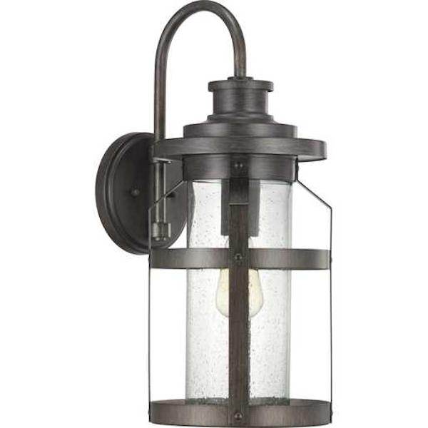 1 Light Antique Pewter with Clear Seeded Glass Outdoor Haslett Large Wall Light Fixture
