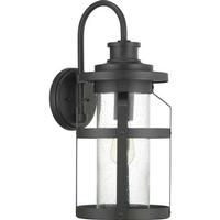 Progress Lighting 1 Light Black with Clear Seeded Glass Outdoor Haslett Large Wall Light Fixture