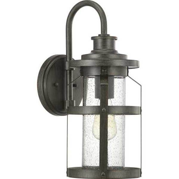 1 Light Antique Pewter with Clear Seeded Glass Outdoor Haslett Medium Wall Light Fixture