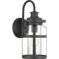 Progress Lighting 1 Light Black with Clear Seeded Glass Outdoor Haslett Medium Wall Light Fixture