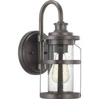 Progress Lighting 1 Light Antique Pewter with Clear Seeded Glass Outdoor Haslett Small Wall Light Fixture