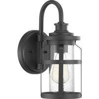 Progress Lighting 1 Light Black with Clear Seeded Glass Outdoor Haslett Small Wall Light Fixture