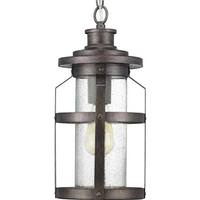Progress Lighting 1 Light Antique Pewter with Clear Seeded Glass Outdoor Haslett Hanging Light Fixture