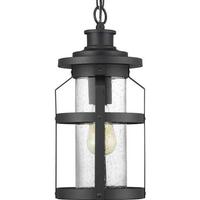 Progress Lighting 1 Light Black with Clear Seeded Glass Outdoor Haslett Hanging Light Fixture