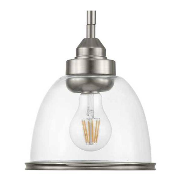 1 Light Brushed Nickel Clear Glass Shade Pendant Light Fixture