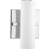 Progress Lighting 7.5" 9.5 watt 120 volt 3000K Polished Chrome White Glass Shade Dimmable