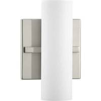 Progress Lighting 7.5" 9.5 watt 120 volt 3000K Brushed Nickel White Glass Shade Dimmable