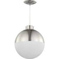 Progress Lighting 1 Light 17 watt 3000K Natural White Brushed Nickel Opal Glass Globe Dimmable LED Pendant Light Fixture