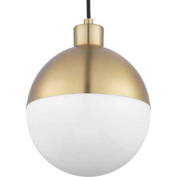 1 Light 9 watt 3000K Natural White Brushed Bronze Opal Glass Globe Dimmable LED Pendant Light Fixture