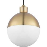 Progress Lighting 1 Light 9 watt 3000K Natural White Brushed Bronze Opal Glass Globe Dimmable LED Pendant Light Fixture