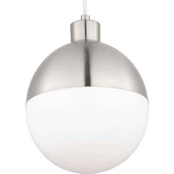 1 Light 9 watt 3000K Natural White Brushed Nickel Opal Glass Globe Dimmable LED Pendant Light Fixture