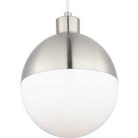 Progress Lighting 1 Light 9 watt 3000K Natural White Brushed Nickel Opal Glass Globe Dimmable LED Pendant Light Fixture